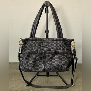 Aimee Kestenberg Quilted Business/Diaper with crossbody strap - Black